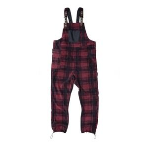 Kavu Red and Black Plaid Insulated Bib Overalls